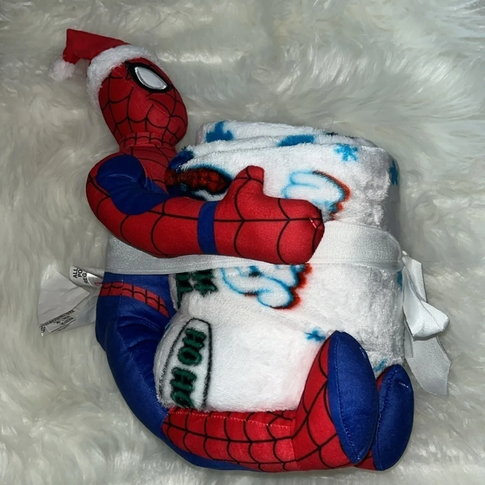 🆕Marvel Spiderman Buddy and Throw Blanket Plush Doll 50”x60” Holiday